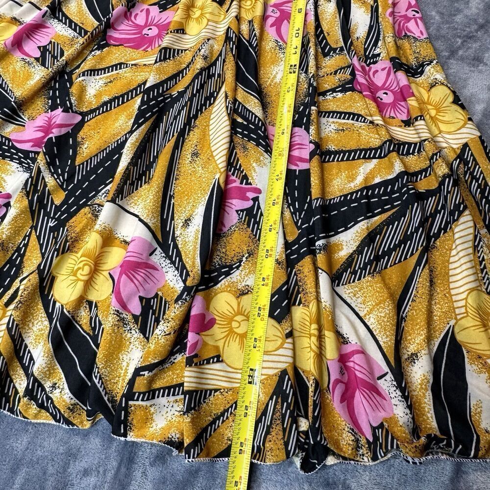Emily Stacy Sz L Floral Elastic Waist Skirt Polyester Pull On Colorful A-Line - Picture 6 of 8